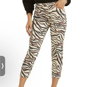 Guess Women’s 90’s High Rise Skinny Jeans Cropped Leg Animal Print Size 24 zebra